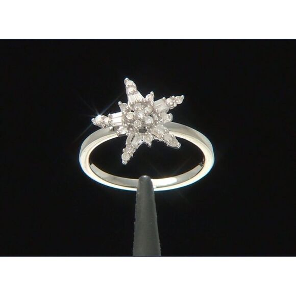 1/4 Ct. Round & Baguette Star Design Genuine Diamond Cluster Ring Sz 7 - Picture 1 of 4